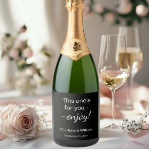 Guests favours black wedding sparkling wine label