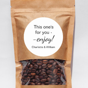 Guests favours black white wedding classic round sticker