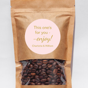 Guests favours pink gold wedding classic round sticker