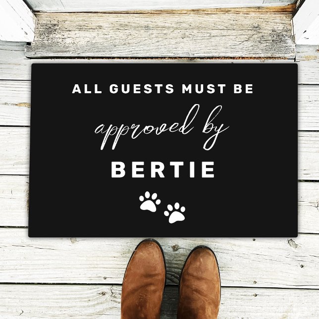 Guests must be approved by Pet Paw Print Black Doormat (Creator Uploaded)