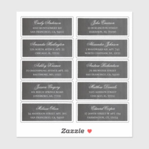 Guests names & address. Chalkboard shipping labels