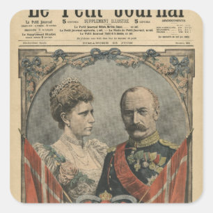 Guests of France, King Frederick VIII and Queen Square Sticker