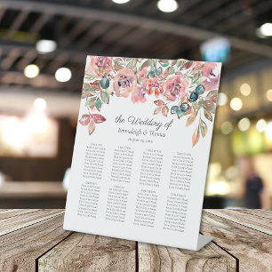 Guests Seating Chart Falling in Love Florals Pedestal Sign
