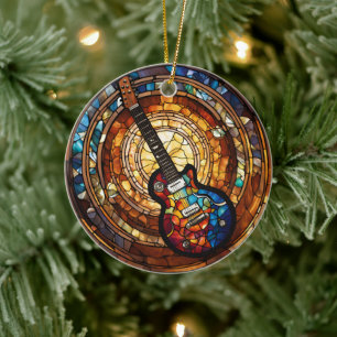 Guiar Music Ceramic Ornament