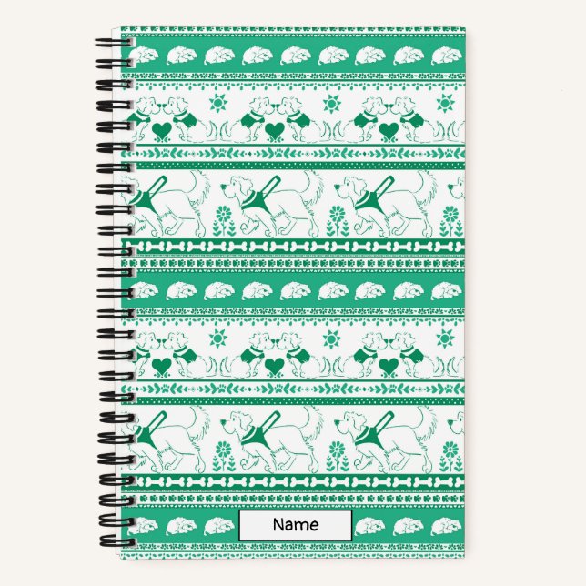 Guide Dog Tale Golden Pattern - Green - Small Notebook (Front)