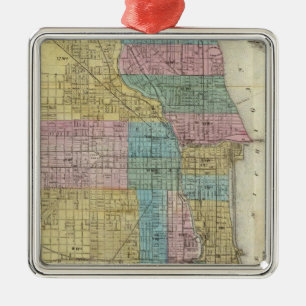 Guide Map of Chicago Metal Ornament