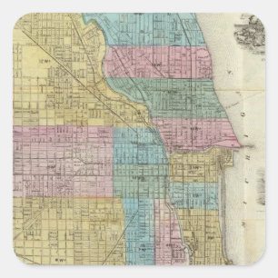 Guide Map of Chicago Square Sticker