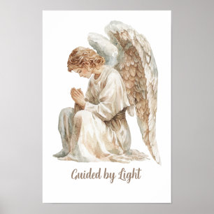 Guided By Light Quote Watercolor Angel Poster