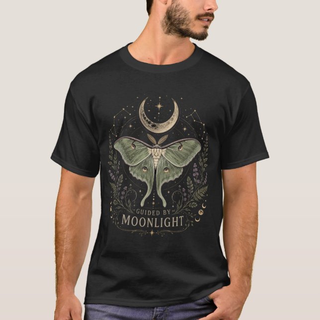 Guided by Moonlight Luna Moth Celestial   T-Shirt (Front)