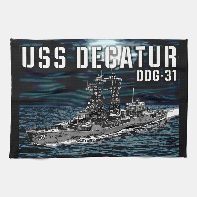 Guided missile destroyer Decatur Tea Towel (Horizontal)