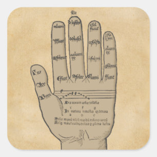 Guidonian Hand, Mediaeval Music Theory Square Sticker