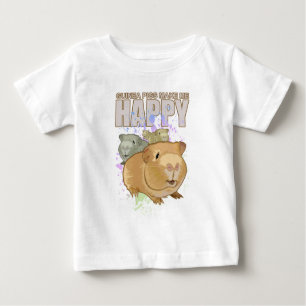 Guiena Pigs Makes Me Happy Baby T-Shirt