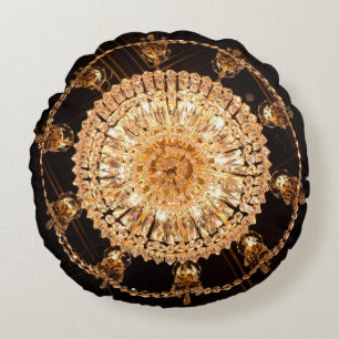 Guildhall Elegance: Antique Chandelier View Round Cushion
