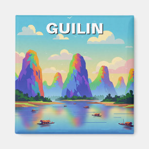 Guilin China Li River Travel Abstract Art Magnet