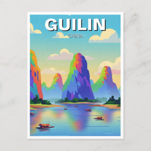 Guilin China Li River Travel Abstract Art Postcard