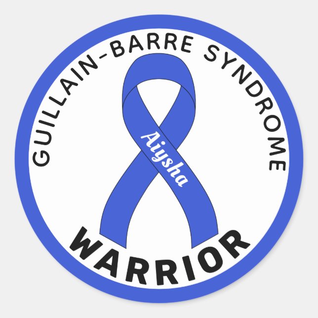 Guillain-Barre Syndrome Warrior Ribbon White Classic Round Sticker (Front)
