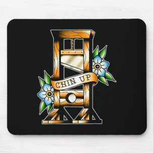 Guillotine Traditional Tattoo Funny Chin Up Sarcas Mouse Pad