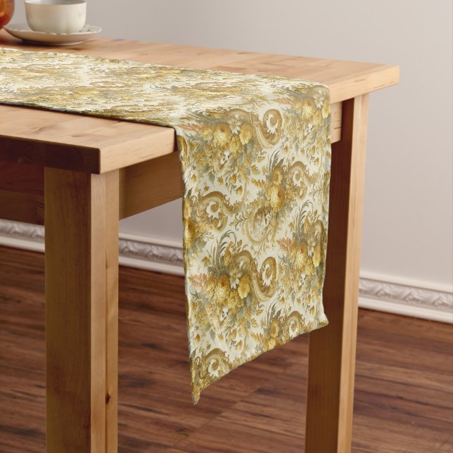 Guilt of Gold – Baroque Floral  Short Table Runner (In Situ)