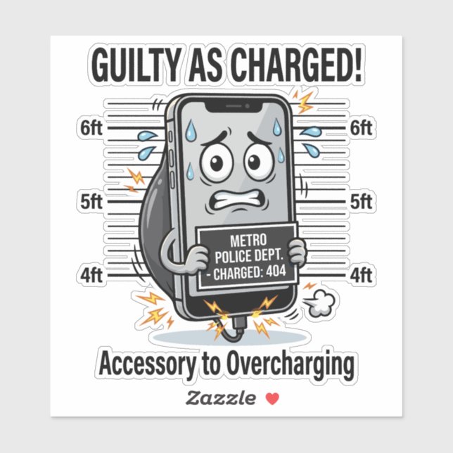 Guilty As Charged – Funny Overcharged Phone Pun (Sheet)