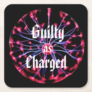 Guilty as Charged Plasma Ball Square Paper Coaster
