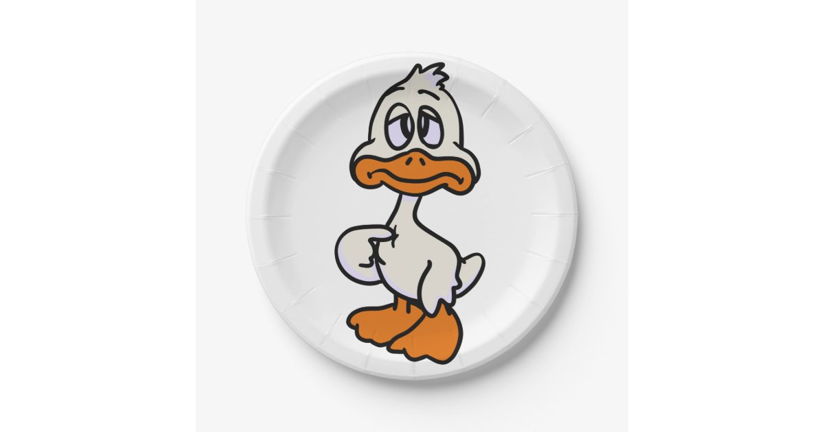 Guilty duck cartoon | choose background colour paper plate | Zazzle