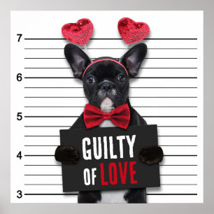 Guilty Love Mugshot Dog Funny Valentine's Day Poster
