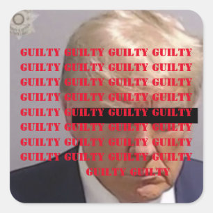 GUILTY ON 34 COUNTS SQUARE STICKER