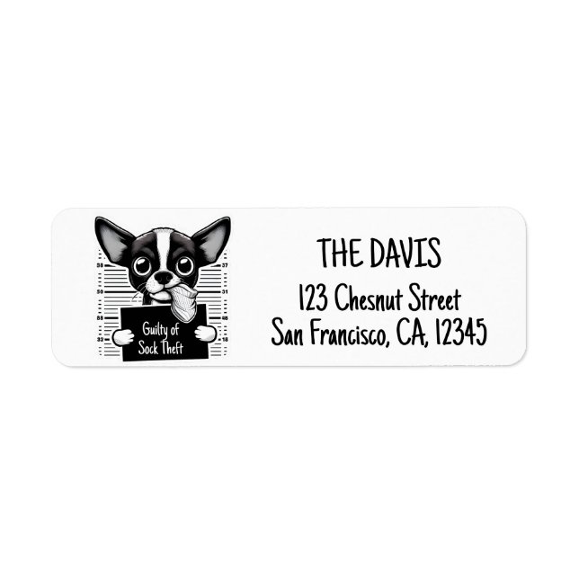 Guilty Paws Mug Shot - Chihuahua -  Return Address Label (Front)