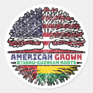 Guinea-Bissau Bissau-Guinean American USA Tree Classic Round Sticker