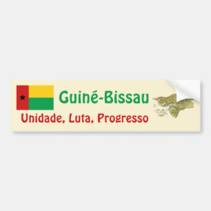 Guinea-Bissau Flag + Map Bumper Sticker