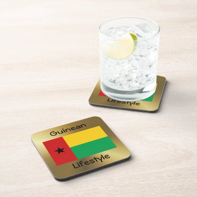 Guinea-Bissau Flag+Text Coaster (Right Side)