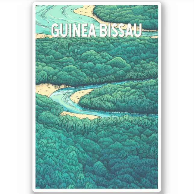 Guinea Bissau Illustration Travel Art Vintage (Front)