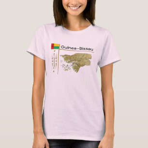Guinea-Bissau Map + Flag + Title T-Shirt