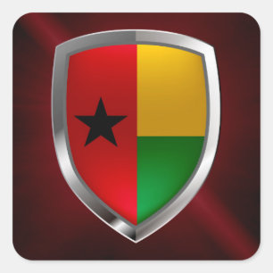 Guinea-Bissau Mettalic Emblem Square Sticker