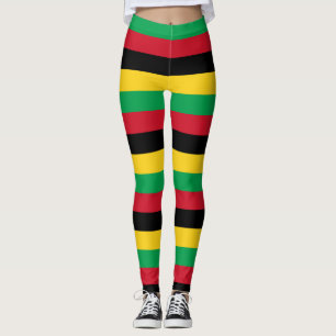 Guinea-Bissau National Flag Colours Striped Leggin Leggings