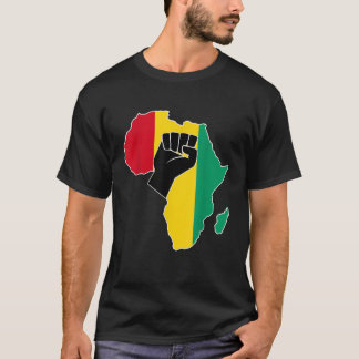 Guinea Conakry Flag Africa Map Rasta Colours Raise T-Shirt