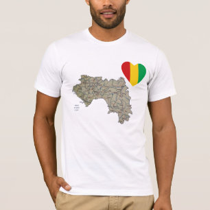 Guinea-Conakry Flag Heart and Map T-Shirt