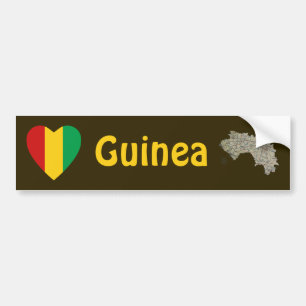 Guinea-Conakry Flag Heart + Map Bumper Sticker