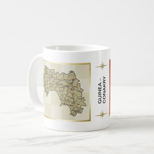 Guinea-Conakry Flag + Map Mug (Front Left)