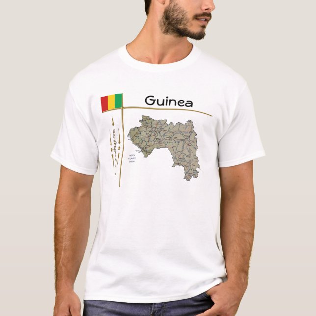 Guinea-Conakry Map + Flag + Title T-Shirt (Front)