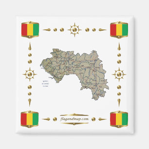 Guinea-Conakry Map + Flags Magnet