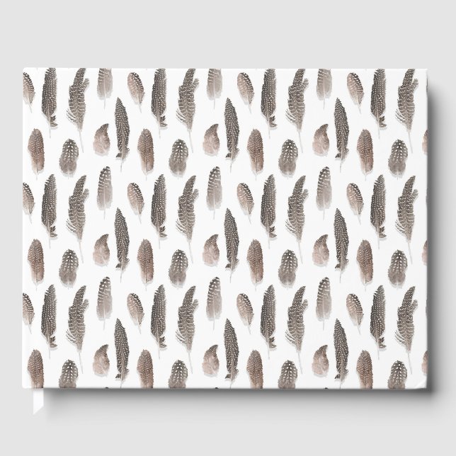 Guinea Farm Bird Feather Pattern Guest Book (Front)