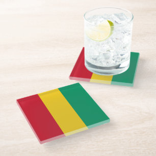 Guinea flag glass coaster