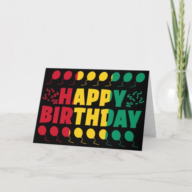 Guinea Flag Patriotic Birthday Card (Front)