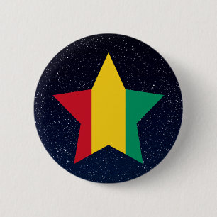 Guinea Flag Star In Space 6 Cm Round Badge