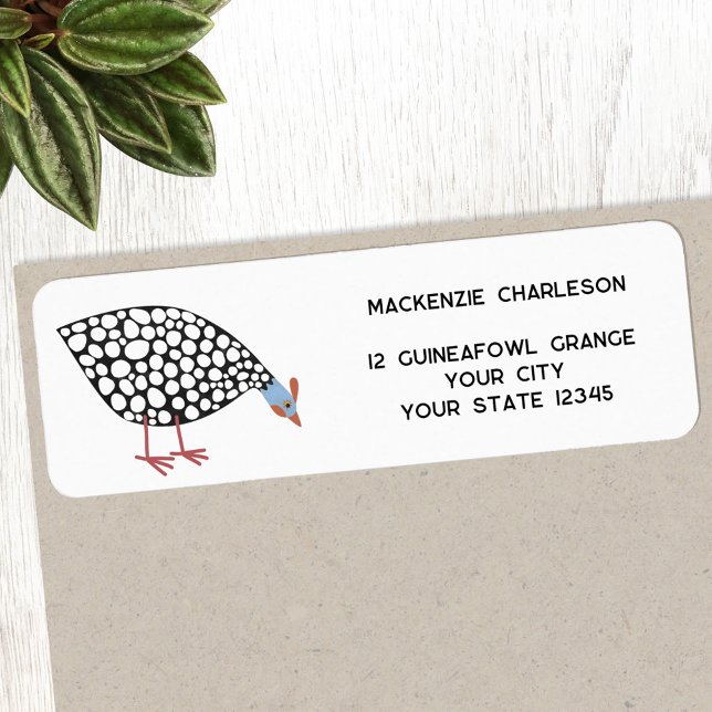 Guinea Fowl Bird Return Address Label (Fun Guineafowl bird return address label)