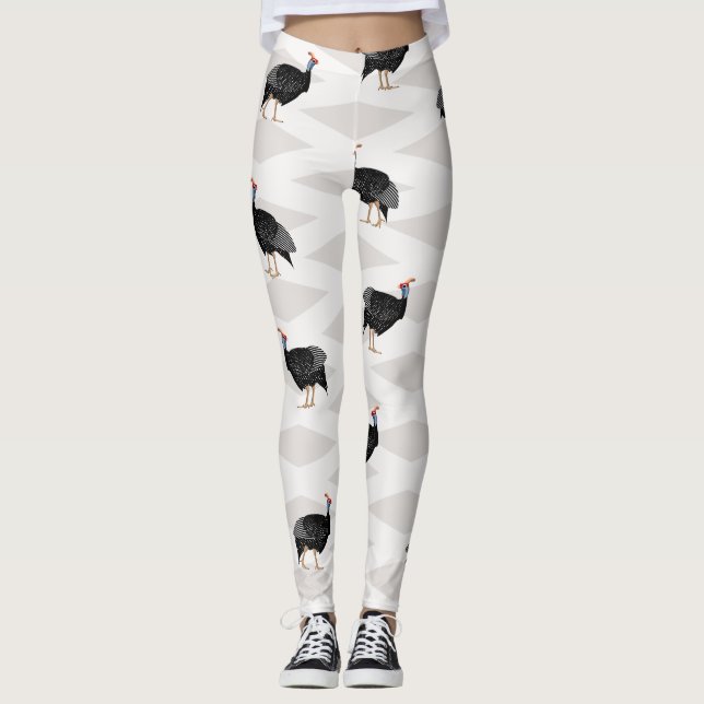 Guinea fowl Birds Pattern Leggings (Front)