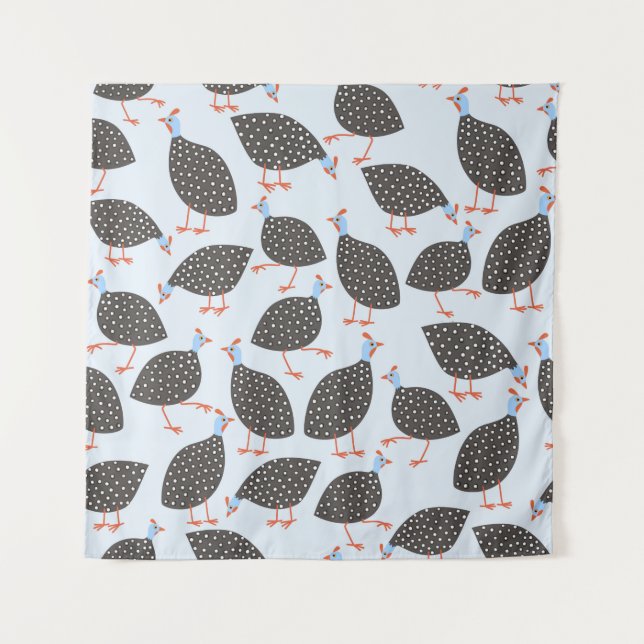 Guinea Fowl Blue Pattern Tapestry (Front)