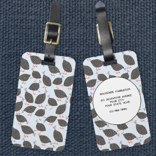 Guinea Fowl Cute Bird Pattern Custom Name Luggage Tag