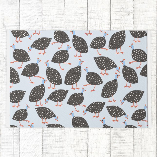 Guinea Fowl Cute Bird Pattern Doormat (Fun Guinea Fowl bird doormat)